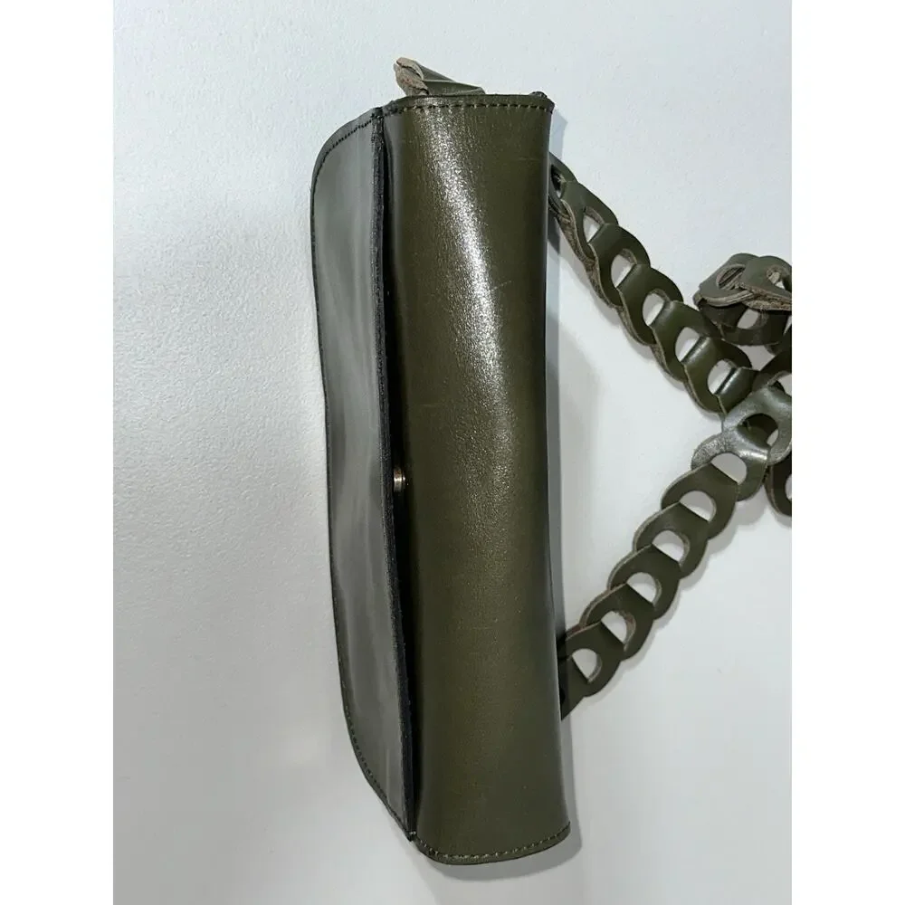 Patricia Nash Vintage Leather Chelsey Chainlink Olive Green Crossbody
